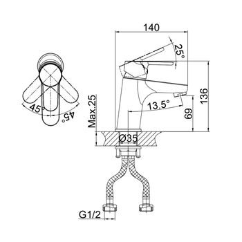 Смеситель для раковины D&K Rhein DA1392101, хром — фото 3, Смесители для раковины