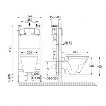 GAP CLEAN RIM Комплект 4 в 1 (инсталляции+подве. унитаз+сиденье с механизмом Soft-Closing+смывная 7893104100 — фото 4, Комплекты унитаз + инсталляция