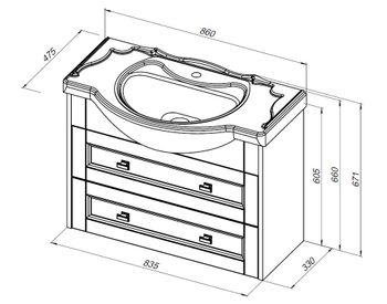 Тумба под раковину Aquanet Монте 85 белый матовый 00303998 — фото 10, Тумбы под раковину