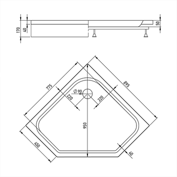 Душевой поддон ERLIT ER9017V-1 белый — фото 3, Душевые поддоны