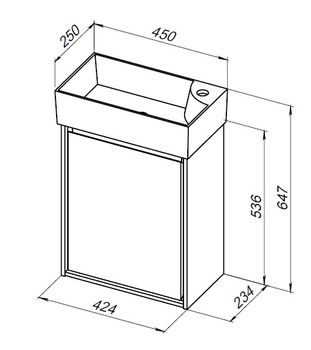 Тумба под раковину Aquanet Милан 45 белый глянец 00339962 — фото 9, Тумбы под раковину