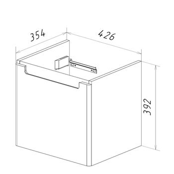 Тумба Lemark BUNO MINI 45 см под 1 раковину, подвесная, 1 ящик, цвет планки: Серый, цвет корпуса, фа LM05BM45T — фото 7, Тумбы под раковину