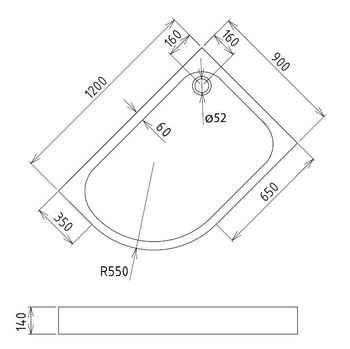 Душевой поддон Gemy ST20 R — фото 2, Душевые поддоны