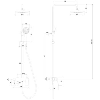 Bronx Смеситель для душа, пов.аэратор67мм верх.лейка'Троп.дождь',р/ОД,графит,LM, LM3762GM — фото 2, Лейки для душа