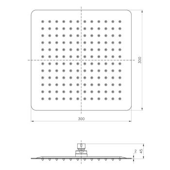 Товар: Лейка душевая верхняя, квадратная, 300х300мм, нерж. сталь, LM, LM9488S - фото 2 Лейка душевая верхняя, квадратная, 300х300мм, нерж. сталь, LM, LM9488S — фото 2, Лейки для душа