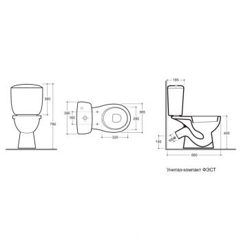 Унитаз-компакт КЕРАМИН ФЕСТ МС двухрежимный, сиденье полипропилен CDB00030928 (4810531150046) — фото 2, Напольные унитазы