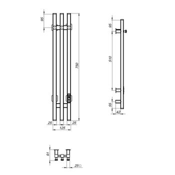 Полотенцесушитель Пэк сп Вектор кв 3 75*12,5 графит ВГП ПэкВеккв3_75х12,5графВГП — фото 2, Полотенцесушители