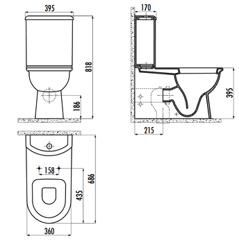CREAVIT SELIN Унитаз напольный с биде SL310-00CB00E-0000 — фото 2, Напольные унитазы