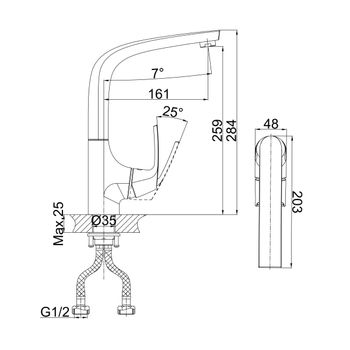 Смеситель для кухни D&K Rhein DA1282401, хром — фото 2, Смесители для кухни
