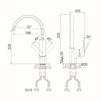 Смеситель для кухни D&K Berlin DA1432416, белый — фото 2, Смесители для кухни