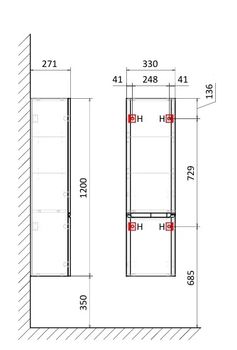 AQM9004GM "S4" Пенал подвесной, цвет серый. — фото 2, Пеналы для ванной комнаты