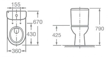 ACCESS Унитаз-компакт, горизонтальный выпуск, 2-х режимная арматура, сиденье дюропласт Soft-close, C 734P23800Y — фото 15, Напольные унитазы
