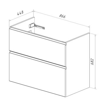 Тумба Lemark VEON 90 см под 1 раковину, подвесная/напольная, 2 ящика, цвет корпуса, фасада: Белый гл LM01V90T — фото 8, Тумбы под раковину