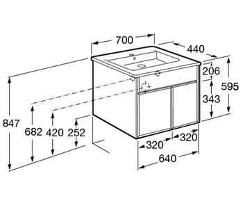 UP Тумба под раковину GAP 70, белый глянец, ROCA ZRU9303011 — фото 8, Тумбы под раковину