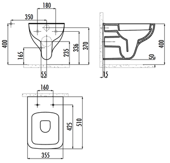 CREAVIT BENE Унитаз подвесной с биде BN320-00CB00E-0000 — фото 3, Подвесные унитазы
