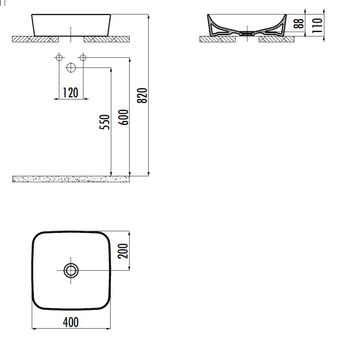 CREAVIT Раковина мебельная (40*40 см) БАЗАЛЬТ UL040.2 UL040-00BM00E-0000 — фото 2, Раковины накладные