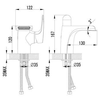 Shift Смеситель для раковины, монолит.излив 130мм, р/ОД, хром, LM, LM4346C — фото 2, Смесители для раковины