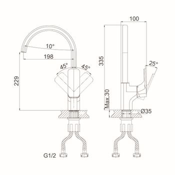 Смеситель для кухни D&K Berlin DA1432401, хром — фото 1, Смесители для кухни
