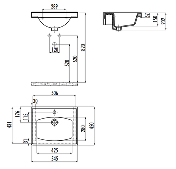 CREAVIT Раковина TF155 мебельная (45*55 см) TF155-00CB00E-0000 — фото 2, Раковины накладные