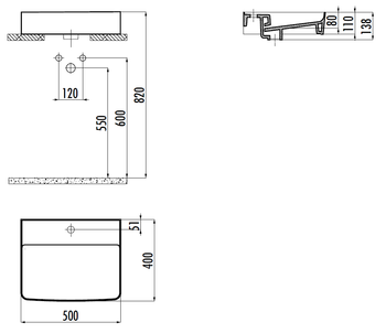 CREAVIT Раковина мебельная накладная RB051-00CB42E-0000 — фото 2, Раковины накладные