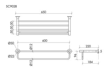 Полка SANCOS Base для полотенец, брашированный никель, PVD покрытие, арт. SC9028BN — фото 2, Полки для полотенец