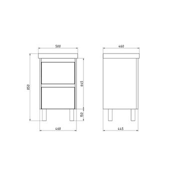 Тумба LUXURY PLUS, 50 см, подвесная/напольная, 2 ящик, серый базальт 99.2028 — фото 4, Тумбы под раковину