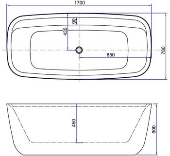 Акриловая ванна Aquanet Family Fine 170x78 95778-GW-MB — фото 3, Акриловые ванны