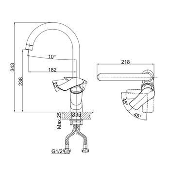 Смеситель для кухни D&K Rhein DA1272441, хром — фото 1, Смесители для кухни