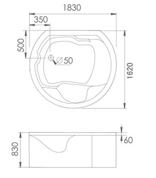 Акриловая ванна Gemy G9063 O — фото 2, Акриловые ванны