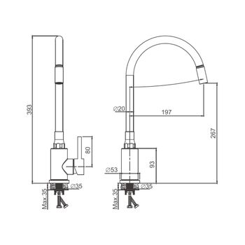 Смеситель для кухни с гибким изливом BELZ B73809-3, оружейная сталь — фото 1, Смесители для кухни