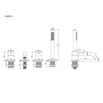 AQM6219MB Siena Смеситель на борт ванны на 4 отв, комплект, черный матовый — фото 3, Смесители