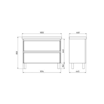 Тумба LUXURY PLUS, 105 см, подвесная/напольная, 2 ящик, белый матовый 99.2033 — фото 4, Тумбы под раковину