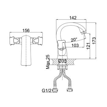 Смеситель для раковины D&K Hessen DA1382101, хром — фото 3, Смесители для раковины