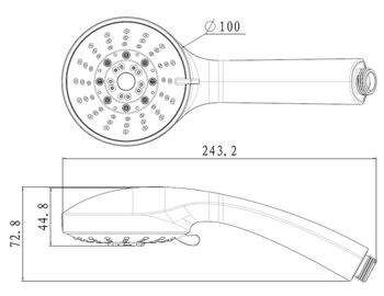 Лейка душевая круглая 5-функц. 100*244 мм, хром. LM, LM0135C — фото 2, Лейки для душа