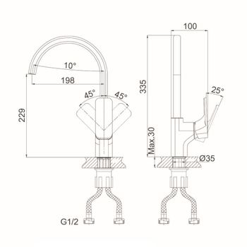 Смеситель для кухни D&K Berlin DA1432413, оранжевый — фото 2, Смесители для кухни