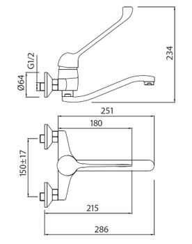 CREAVIT Home Cмеситель для ванны (для инвалидов) HM1106 — фото 2, Смеситель для ванны