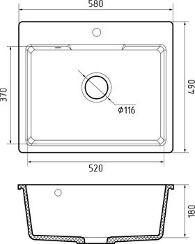 Товар: GRANFEST Мойка URBAN 658 1-чаша 580*490мм черный арт.GF-UR- 658 черный - фото 4 GRANFEST Мойка URBAN 658 1-чаша 580*490мм черный арт.GF-UR- 658 черный — фото 4, Кухонные мойки