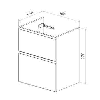 Тумба Lemark VEON 60 см под 1 раковину, подвесная/напольная, 2 ящика, цвет корпуса, фасада: Белый гл LM01V60T — фото 8, Тумбы под раковину