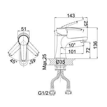 Смеситель для раковины D&K Rhein DA1362141, хром — фото 3, Смесители для раковины