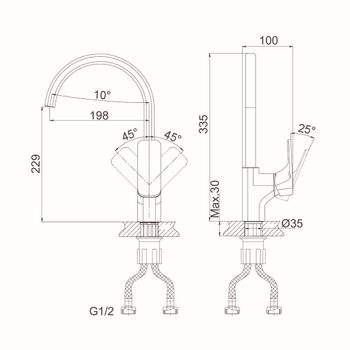 Смеситель для кухни D&K Berlin DA1432403, золото — фото 2, Смесители для кухни