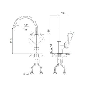 Смеситель для кухни D&K Berlin DA1432420, антрацит — фото 1, Смесители для кухни