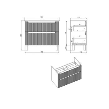 Товар: Тумба EUPHORIA, 100 см, подвесная/напольная, 2 ящика, серый базальт матовый 99.2023 - фото 4 Тумба EUPHORIA, 100 см, подвесная/напольная, 2 ящика, серый базальт матовый 99.2023 — фото 4, Тумбы под раковину