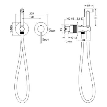 Смеситель встроенный с гигиеническим душем с защитой от ожогов Timo Saona 2339/20SM золото шлифованное — фото 2, Смесители