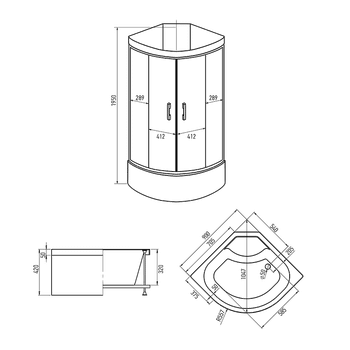 Душевая кабина ERLIT 35 серия ER3509TPE-C3-RUS матовое стекло — фото 4, Душевые кабины