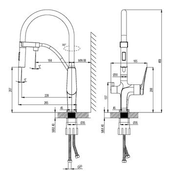 Comfort Смеситель для кухни, гиб.излив 206мм фильтр.воды, р/ОД, хром/красный, LM, LM3074C-Red — фото 2, Смесители для кухни
