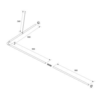 Угловой карниз для ванной комнаты, 90-180 см, черный, IDDIS, 060A200i14 — фото 3, Карнизы для ванной