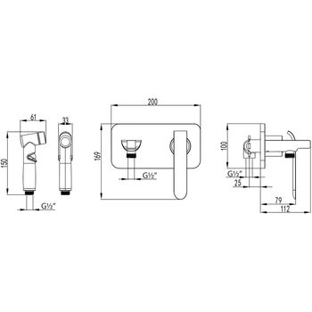 Melange Смеситель для биде, гигиен.душ встраиваемый, р/ОД, хром, LM, LM4919CW — фото 2, Смесители для биде