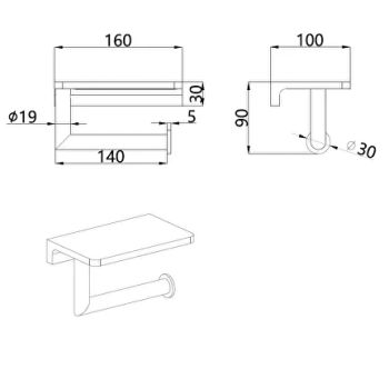 AQM7209CR Trento Держатель туалетной бумаги с полкой, хром — фото 2, Держатели туалетной бумаги