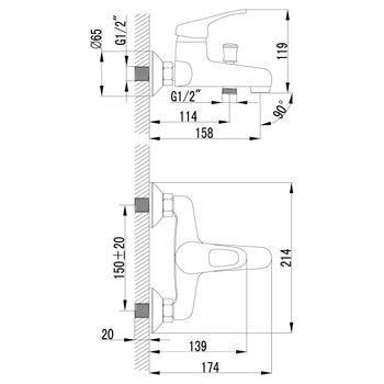Товар: Omega Смеситель для ванны, монолит.излив 158мм лейка, р/ОД, хром, LM, LM3102C - фото 2 Omega Смеситель для ванны, монолит.излив 158мм лейка, р/ОД, хром, LM, LM3102C — фото 2, Лейки для душа