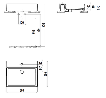 CREAVIT Раковина мебельная (50*60) VX260-00CB00E-0000 — фото 2, Раковины накладные